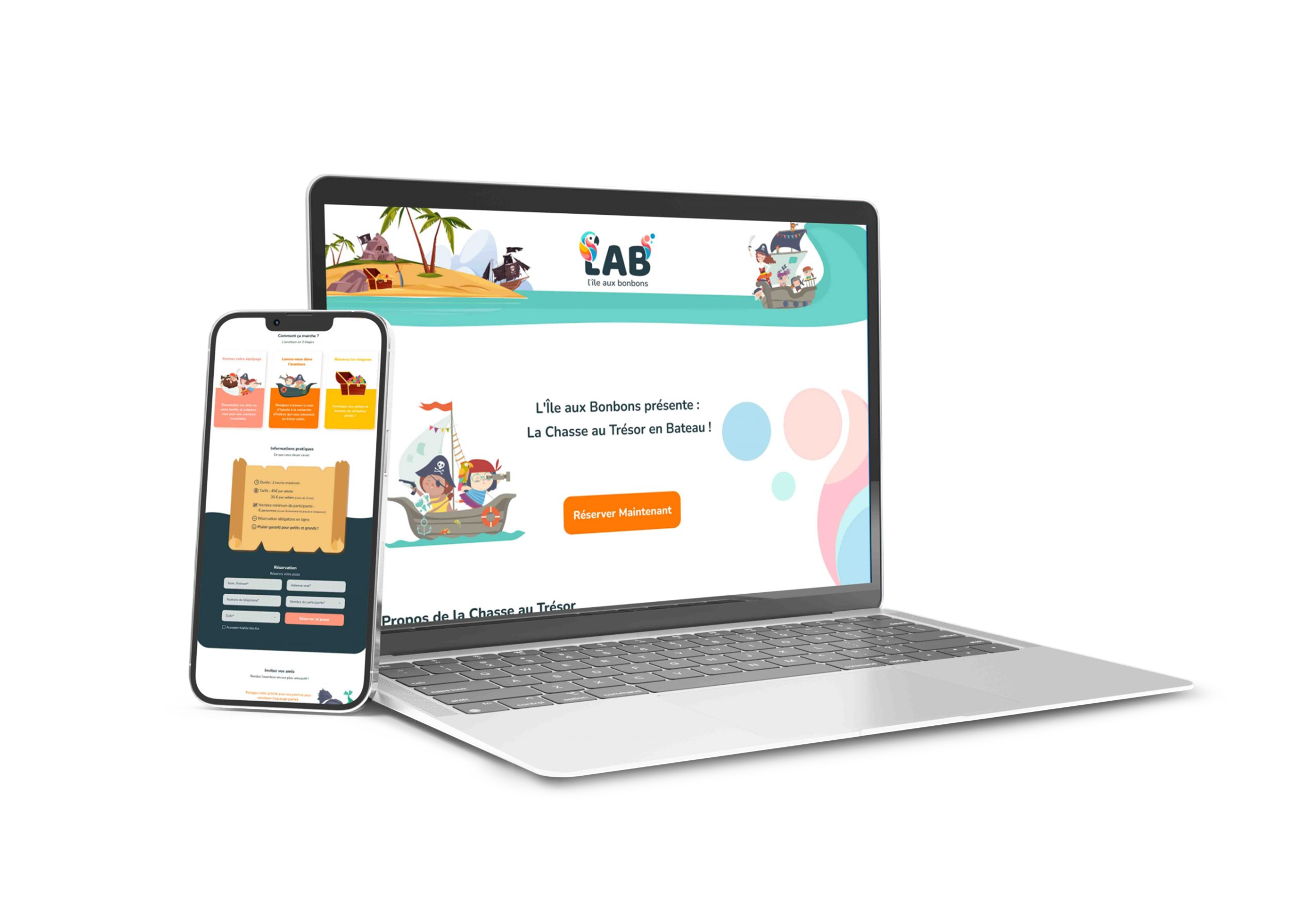 L'Île aux Bonbons — design site internet sur mac et mobile